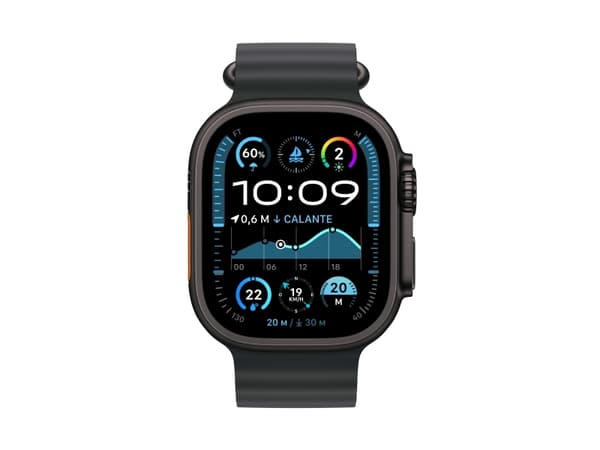 Apple Watch Ultra 2 - 49 mm - svart titan - smartklokke med Havbånd - fluorelastomer - svart - håndleddstørrelse: 130-200 mm - 64 GB - LTE, Wi-Fi 4,
