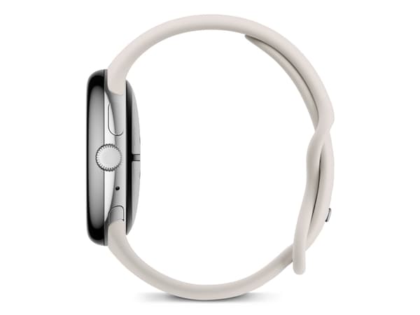 Google Pixel Watch 3 - 45 mm - polerat silver aluminium - smart klocka med aktivt band - fluoroelastomer - porslin - bandstorlek: L - 32 GB - Bluetoo