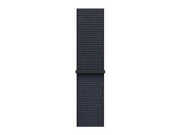 Apple Watch Series 10 (GPS) - 46 mm - jet black aluminium - smart klocka med sportögla - mjukt nylon i dubbla lager - bläck - handledsstorlek: 130-20