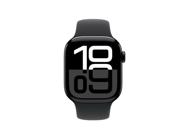Apple Watch Series 10 (GPS + Cellular) - 42 mm - jet svart aluminium - smartklokke med sportsbånd - fluorelastomer - svart - båndbredde: M/L - 64 GB