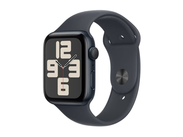 Apple Watch SE (GPS) - 2a generation - 44 mm - midnattsaluminium - smart klocka med sportband - fluoroelastomer - midnatt - bandstorlek: S/M - 32 GB