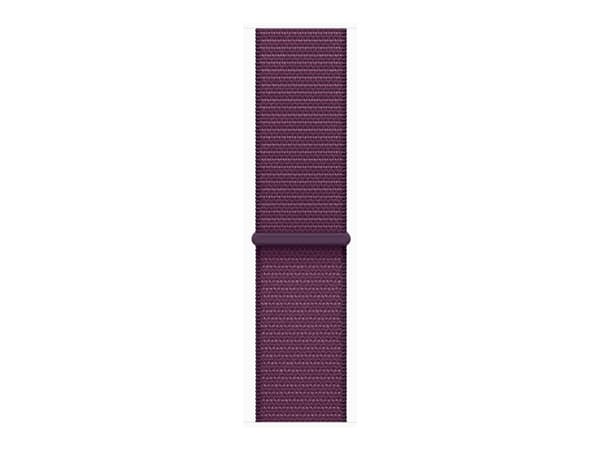 Apple Watch Series 10 (GPS) - 46 mm - guldrosa aluminium - smart klocka med sportögla - mjukt nylon i dubbla lager - plommonfärgat - handledsstorlek: