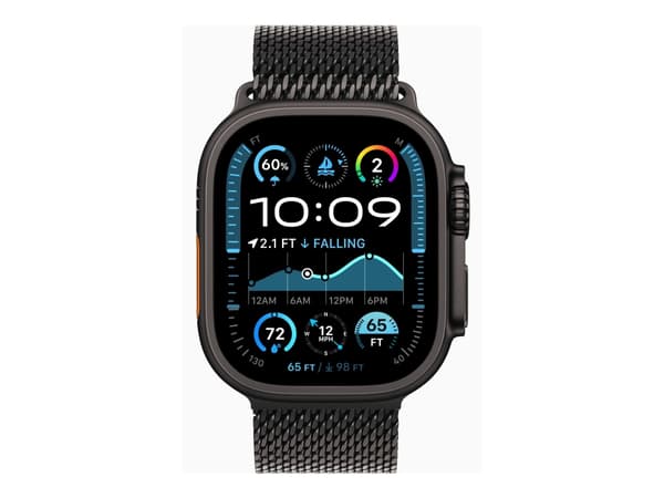 Apple Watch Ultra 2 - 49 mm - svart titan - smart klocka med milanesisk loop - bandstorlek: M - 64 GB - LTE, Wi-Fi 4, UWB, Bluetooth - 4G - 61.8 g