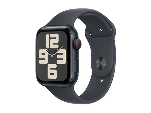 Apple Watch SE (GPS + Cellular) - 2a generation - 44 mm - midnattsaluminium - smart klocka med sportband - fluoroelastomer - midnatt - bandstorlek: M