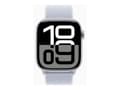 Miniatyrbild 3 av 5: Apple Watch Series 10 (GPS + Cellular) - 46 mm - silveraluminium - smart klocka med sportögla - mjukt nylon i dubbla lager - blå moln - handledsstorl