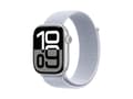 Miniatyrbild 4 av 5: Apple Watch Series 10 (GPS + Cellular) - 46 mm - silveraluminium - smart klocka med sportögla - mjukt nylon i dubbla lager - blå moln - handledsstorl