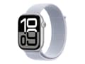 Miniatyrbild 5 av 5: Apple Watch Series 10 (GPS + Cellular) - 46 mm - silveraluminium - smart klocka med sportögla - mjukt nylon i dubbla lager - blå moln - handledsstorl