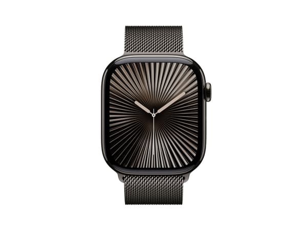 Apple Watch Series 10 (GPS + Cellular) - 46 mm - skiffer titan - smart klocka med milanesisk loop - nät av rostfritt stål - skiffer - bandstorlek: M/