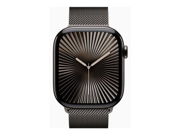 Apple Watch Series 10 (GPS + Cellular) - 46 mm - skiffer titan - smart klocka med milanesisk loop - nät av rostfritt stål - skiffer - bandstorlek: M/