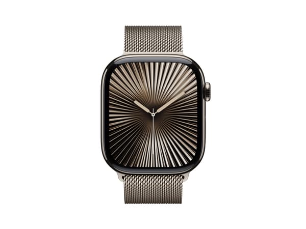 Apple Watch Series 10 (GPS + Cellular) - 46 mm - naturlig titan - smart klocka med milanesisk loop - nät av rostfritt stål - naturlig - bandstorlek: