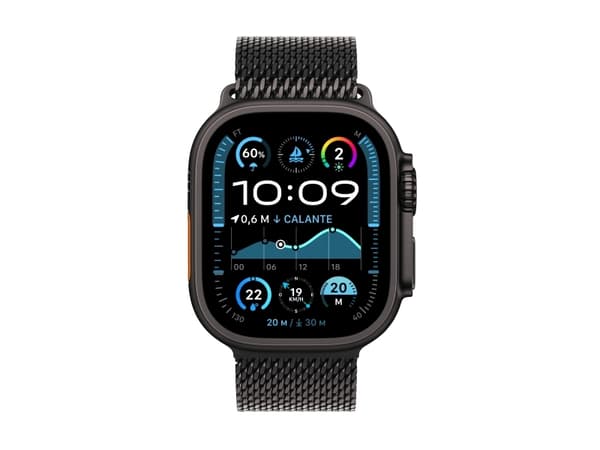 Apple Watch Ultra 2 - 49 mm - svart titan - smart klocka med milanesisk loop - bandstorlek: L - 64 GB - LTE, Wi-Fi 4, UWB, Bluetooth - 4G - 61.8 g