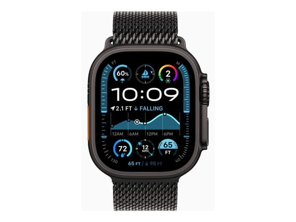 Apple Watch Ultra 2 - 49 mm - svart titan - smart klocka med milanesisk loop - bandstorlek: L - 64 GB - LTE, Wi-Fi 4, UWB, Bluetooth - 4G - 61.8 g
