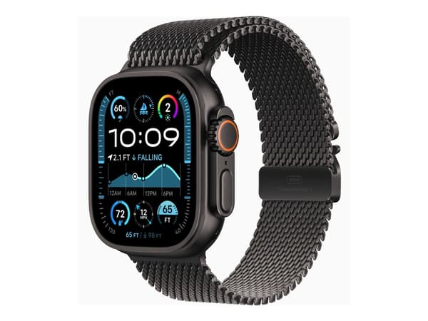 Apple Watch Ultra 2 - 49 mm - svart titan - smart klocka med milanesisk loop - bandstorlek: L - 64 GB - LTE, Wi-Fi 4, UWB, Bluetooth - 4G - 61.8 g
