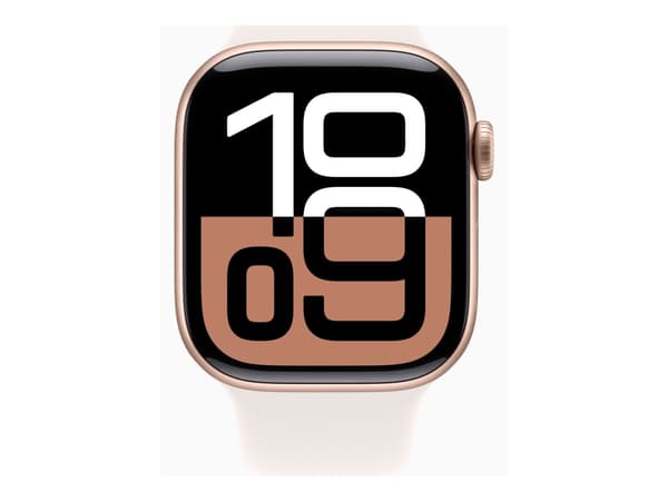 Apple Watch Series 10 (GPS + Cellular) - 42 mm - guldrosa aluminium - smart klocka med sportband - fluoroelastomer - lätt rouge - bandstorlek: M/L -
