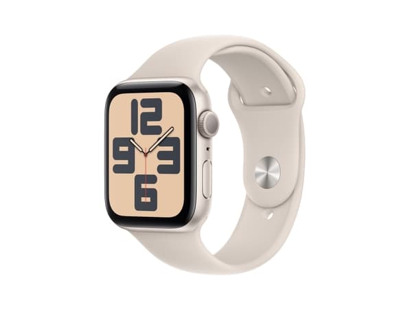Apple Watch SE (GPS) - 2a generation - 44 mm - stjärnljusaluminium - smart klocka med sportband - fluoroelastomer - starlight - bandstorlek: M/L - 32