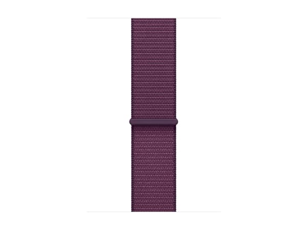 Apple Watch Series 10 (GPS + Cellular) - 46 mm - rosegull aluminium - smartklokke med sportssløyfe - myk dobbeltlagsnylon - plomme - håndleddstørrels