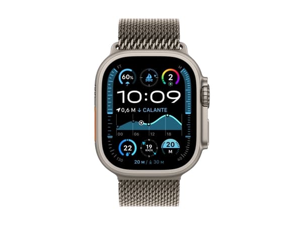 Apple Watch Ultra 2 - 49 mm - naturlig titan - smart klocka med milanesisk loop - bandstorlek: M - 64 GB - LTE, Wi-Fi 4, UWB, Bluetooth - 4G - 61.4 g