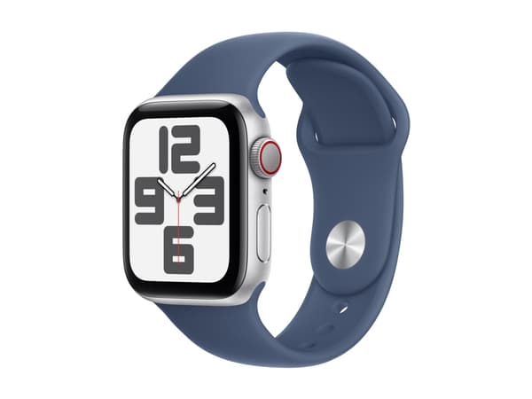 Apple Watch SE (GPS + Cellular) - 2a generation - 40 mm - silveraluminium - smart klocka med sportband - fluoroelastomer - denim - bandstorlek: S/M -
