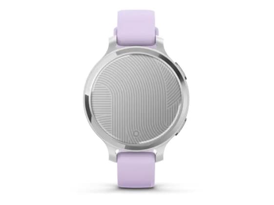Garmin Lily 2 Active - Silver anodized aluminum - smartklokke med bånd - silikon - purpur - håndleddstørrelse: 110-175 mm - monokrom - Bluetooth, ANT