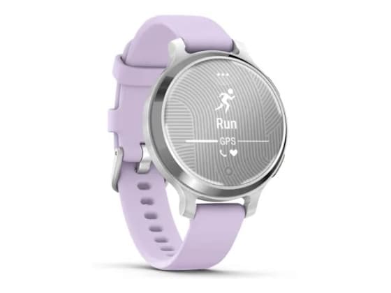 Garmin Lily 2 Active - Silver anodized aluminum - smartklokke med bånd - silikon - purpur - håndleddstørrelse: 110-175 mm - monokrom - Bluetooth, ANT