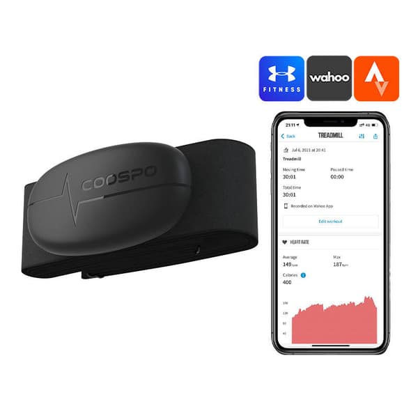 Brystpulsmåler Coospo H6 kompatibel med Strava, wahooo, mapmyfitness osv.