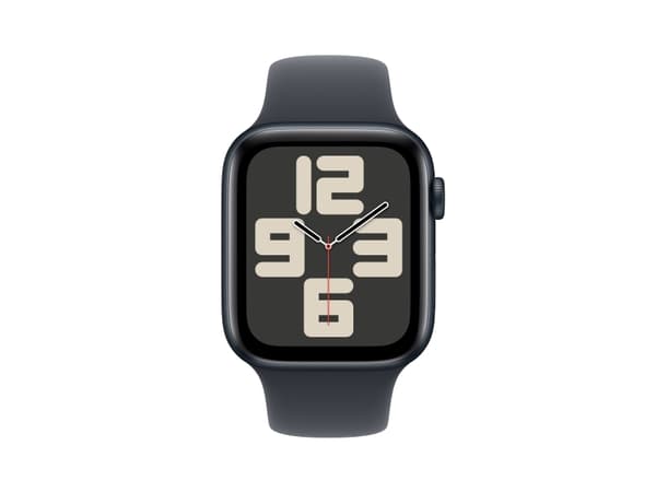 Apple Watch SE (GPS) - 2a generation - 44 mm - midnattsaluminium - smart klocka med sportband - fluoroelastomer - midnatt - bandstorlek: M/L - 32 GB