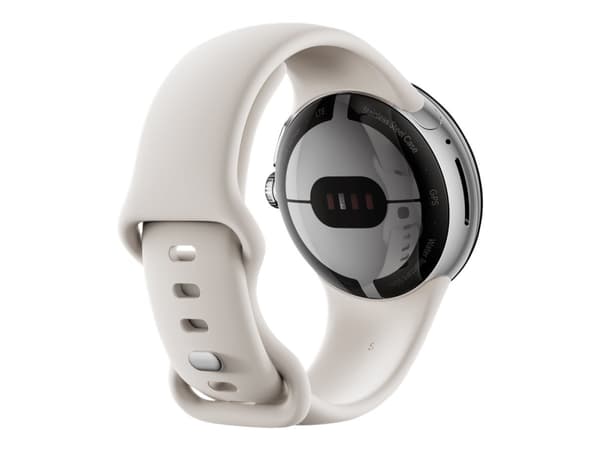 Google Pixel Watch - Polerat silver - smart klocka med band - fluoroelastomer - chalk - bandstorlek: L - 32 GB - Wi-Fi, NFC, Bluetooth - 36 g
