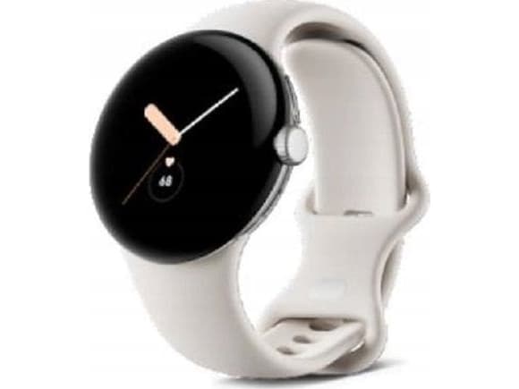Google Pixel Watch - Polerat silver - smart klocka med band - fluoroelastomer - chalk - bandstorlek: L - 32 GB - Wi-Fi, NFC, Bluetooth - 36 g