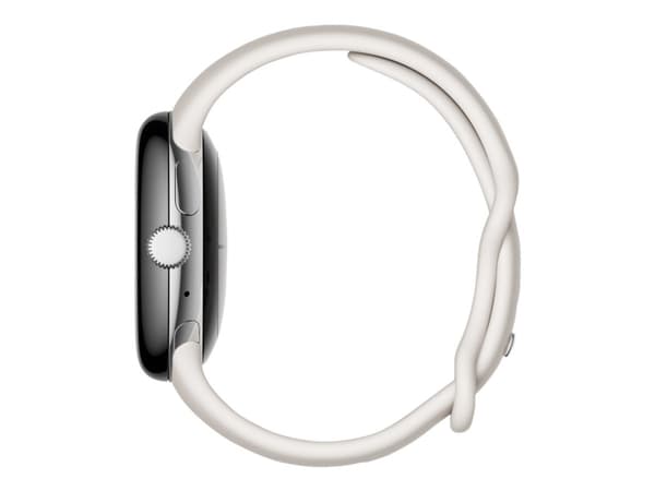 Google Pixel Watch - Polerat silver - smart klocka med band - fluoroelastomer - chalk - bandstorlek: L - 32 GB - Wi-Fi, NFC, Bluetooth - 36 g