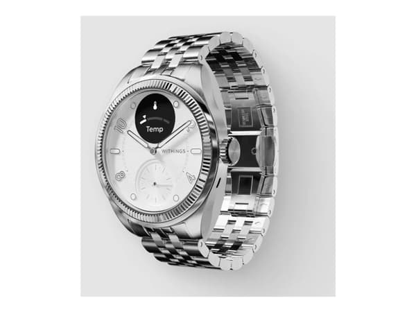 Withings ScanWatch Nova - Brilliant Edition - 39 mm - rustfritt stål - hybridsmartur med bånd - metall - display 0.63" - grayscale - Bluetooth LE, Wi