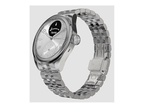 Withings ScanWatch Nova - Brilliant Edition - 39 mm - rustfritt stål - hybridsmartur med bånd - metall - display 0.63" - grayscale - Bluetooth LE, Wi