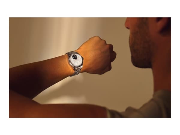Withings ScanWatch Nova - Brilliant Edition - 39 mm - rustfritt stål - hybridsmartur med bånd - metall - display 0.63" - grayscale - Bluetooth LE, Wi