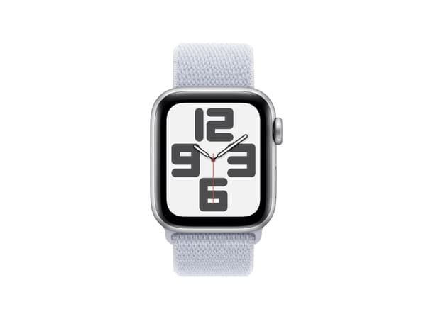 Apple Watch SE (GPS + Cellular) - 2. generasjon - 40 mm - sølvaluminium - smartklokke med sportssløyfe - myk dobbeltlagsnylon - blå sky - håndleddstø