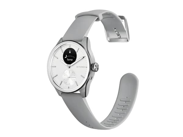 Withings ScanWatch 2 - 42 mm - rostfritt stål - smart klocka med hybridfunktion med band - fluoroelastomer - display 0.63" - grayscale - Bluetooth -