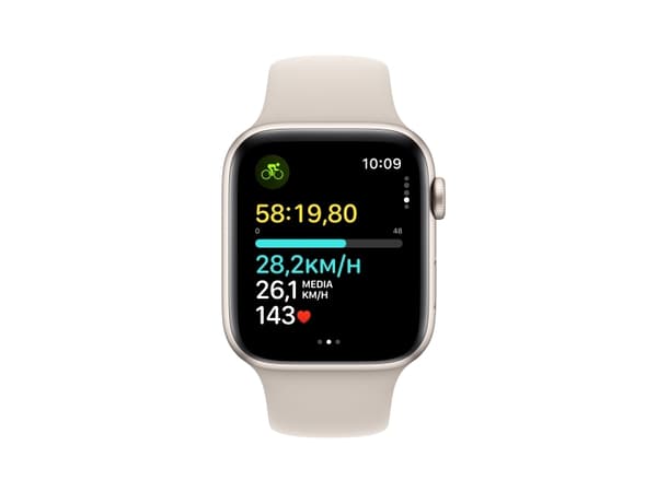 Apple Watch SE (GPS + Cellular) - 2a generation - 44 mm - stjärnljusaluminium - smart klocka med sportband - fluoroelastomer - starlight - bandstorle
