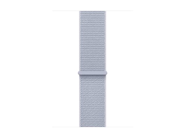 Apple Watch SE (GPS) - 2. generasjon - 44 mm - sølvaluminium - smartklokke med sportssløyfe - myk dobbeltlagsnylon - blå sky - håndleddstørrelse: 130