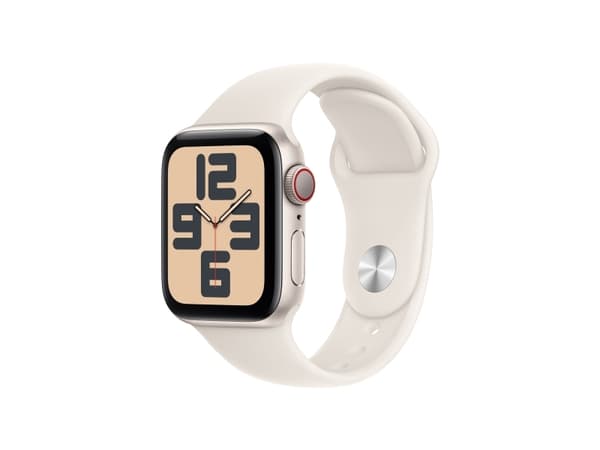 Apple Watch SE (GPS + Cellular) - 2a generation - 40 mm - stjärnljusaluminium - smart klocka med sportband - fluoroelastomer - starlight - bandstorle
