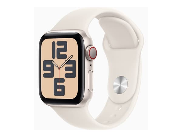 Apple Watch SE (GPS + Cellular) - 2a generation - 40 mm - stjärnljusaluminium - smart klocka med sportband - fluoroelastomer - starlight - bandstorle