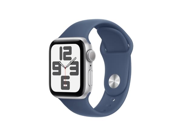 Apple Watch SE (GPS) - 2a generation - 40 mm - silveraluminium - smart klocka med sportband - fluoroelastomer - denim - bandstorlek: S/M - 32 GB - Wi