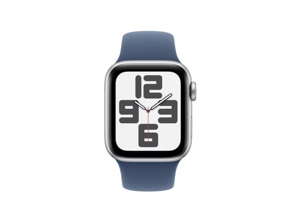 Apple Watch SE (GPS) - 2a generation - 40 mm - silveraluminium - smart klocka med sportband - fluoroelastomer - denim - bandstorlek: S/M - 32 GB - Wi