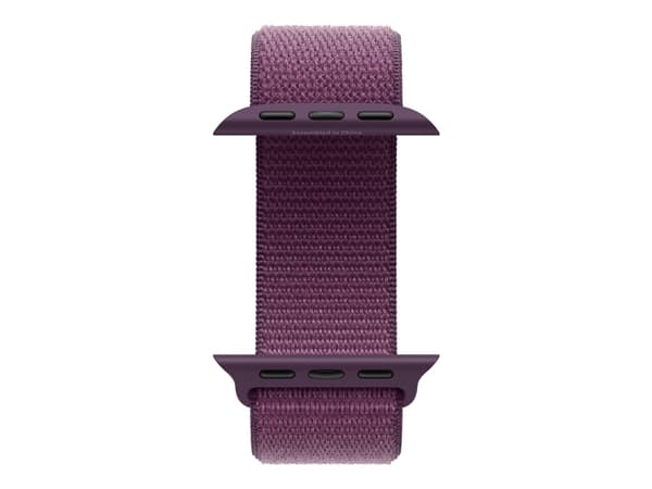 Apple Watch Series 10 (GPS + Cellular) - 42 mm - rosegull aluminium - smartklokke med sportssløyfe - myk dobbeltlagsnylon - plomme - håndleddstørrels
