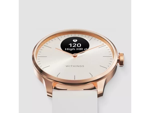 Withings ScanWatch Light - 37 mm - rustfritt stål av rosa gull - smartklokke med bånd - fluorelastomer - håndleddstørrelse: 146-211 mm - monokrom - B