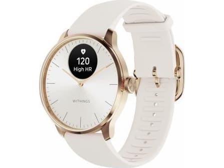 Withings ScanWatch Light - 37 mm - rustfritt stål av rosa gull - smartklokke med bånd - fluorelastomer - håndleddstørrelse: 146-211 mm - monokrom - B