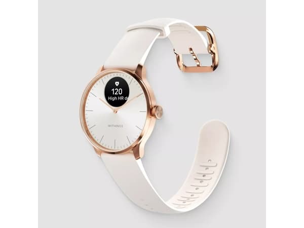 Withings ScanWatch Light - 37 mm - rustfritt stål av rosa gull - smartklokke med bånd - fluorelastomer - håndleddstørrelse: 146-211 mm - monokrom - B