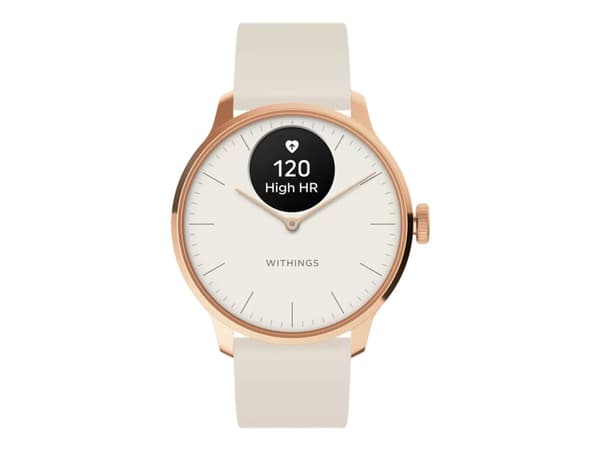 Withings ScanWatch Light - 37 mm - guldrosa rostfritt stål - smart klocka med band - fluoroelastomer - handledsstorlek: 146-211 mm - monokrom - Bluet