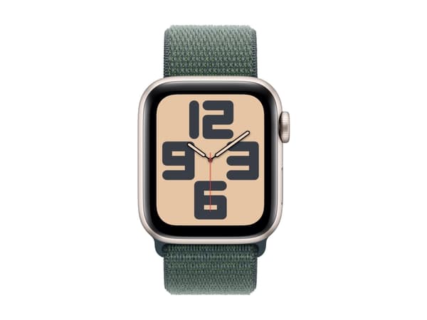 Apple Watch SE (GPS + Cellular) - 2a generation - 40 mm - stjärnljusaluminium - smart klocka med sportögla - mjukt nylon i dubbla lager - sjögrön - h