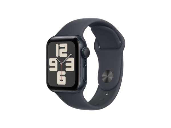 Apple Watch SE (GPS) - 2a generation - 40 mm - midnattsaluminium - smart klocka med sportband - fluoroelastomer - midnatt - bandstorlek: S/M - 32 GB