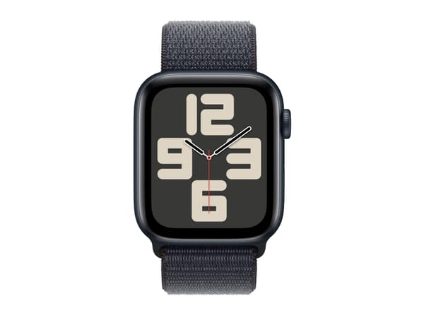 Apple Watch SE (GPS + Cellular) - 2. generasjon - 44 mm - midnattsaluminium - smartklokke med sportssløyfe - myk dobbeltlagsnylon - blekk - håndledds