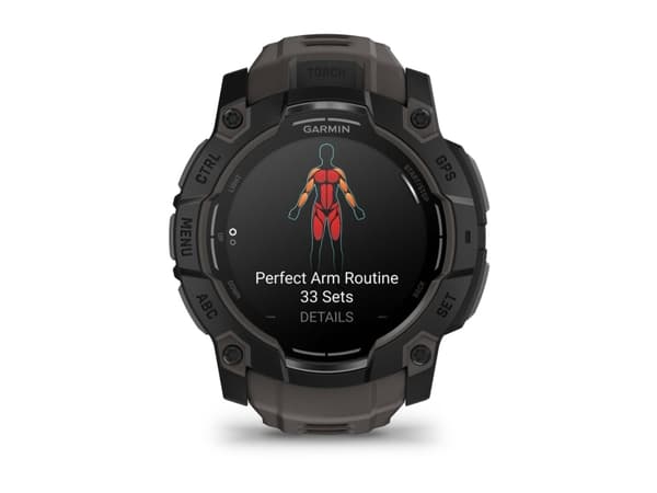 Garmin Instinct 3 AMOLED - 50 mm - svart fiberförstärkt polymer - Ja smart klocka med band - silikon - träkol - display 1.3" - 4 GB - Bluetooth, ANT+