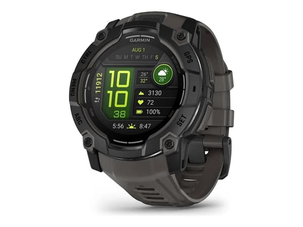 Garmin Instinct 3 AMOLED - 50 mm - svart fiberförstärkt polymer - Ja smart klocka med band - silikon - träkol - display 1.3" - 4 GB - Bluetooth, ANT+